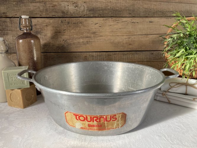 126⚜️ Ancienne Grande Bassine en Aluminium Tournus Unis France 37  Hauteur 13 Cm