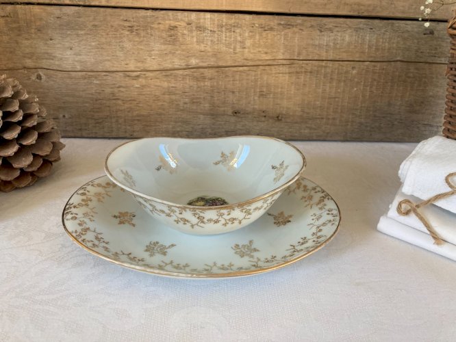 126⚜️ Ancienne Saucière en Porcelaine B & C Limoges France Longueur 22 Cm