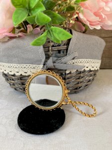 126⚜️ Vintage Gold Small Handbag Mirror Diameter 6 Cm