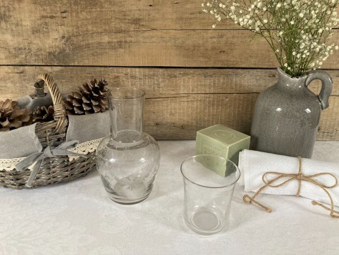 126⚜️ Déco Ensemble Carafe en Verre Avec Verre à Eau Hauteur 18 Cm