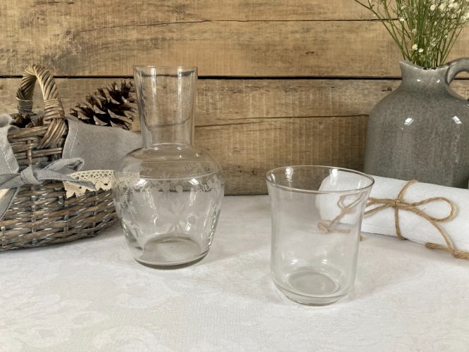 126⚜️ Déco Ensemble Carafe en Verre Avec Verre à Eau Hauteur 18 Cm