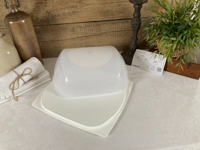 126⚜️ Grande Cloche, Cave à Fromages Tupperware en Plastique Couleur Blanc