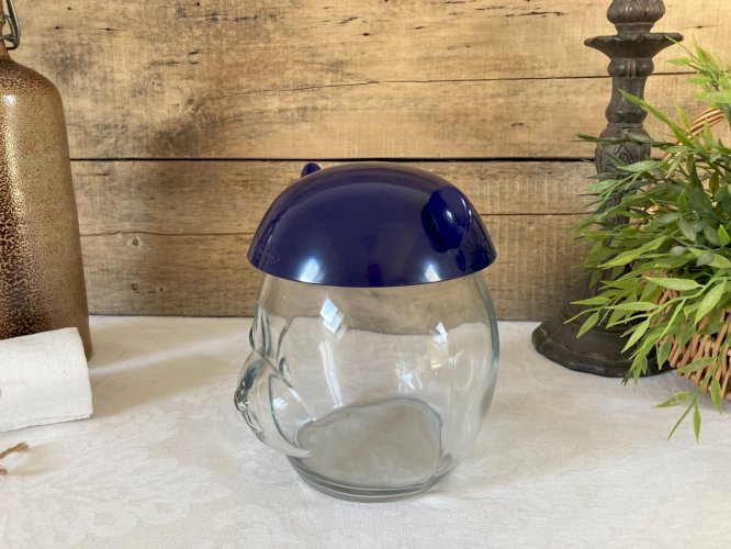 126⚜️ Pot Bocal à Biscuit, Bonbonnière Pasabahce en Verre Tête D'ours Haut 18 Cm