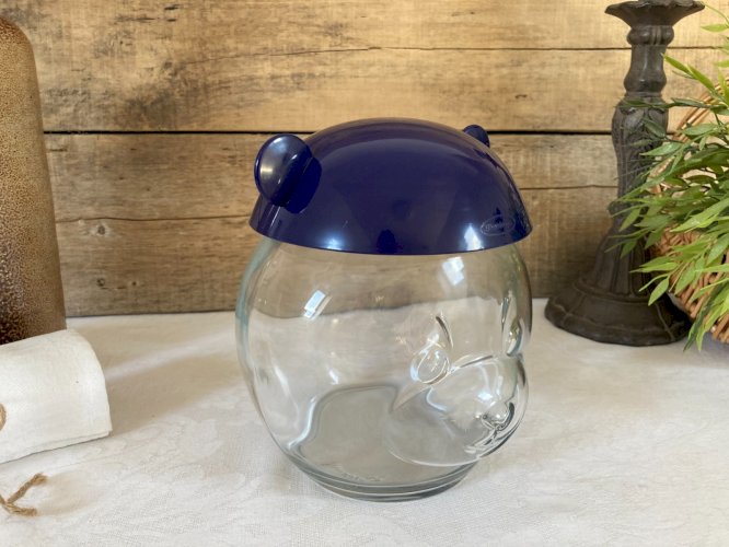 126⚜️ Pot Bocal à Biscuit, Bonbonnière Pasabahce en Verre Tête D'ours Haut 18 Cm