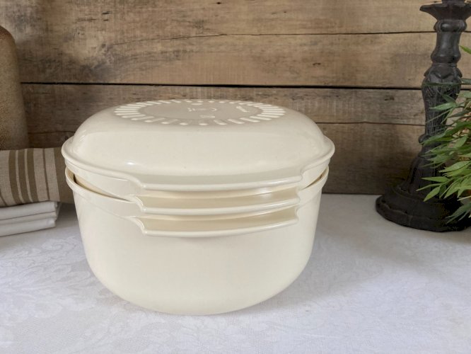 126⚜️ Tupperware Cocotte Four Micro-Ondes Microwave 3 Pieces Beige Ø 24 Cm