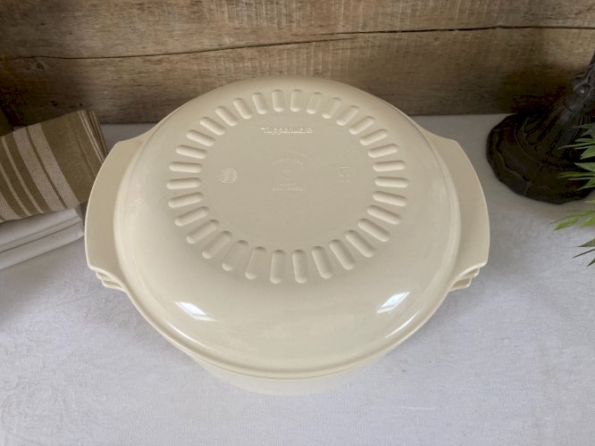 126⚜️ Tupperware Cocotte Four Micro-Ondes Microwave 3 Pieces Beige Ø 24 Cm