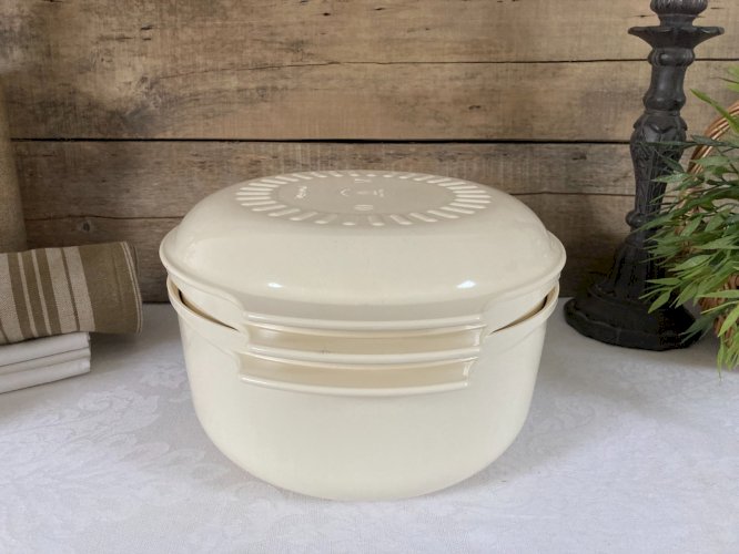 126⚜️ Tupperware Cocotte Four Micro-Ondes Microwave 3 Pieces Beige Ø 24 Cm