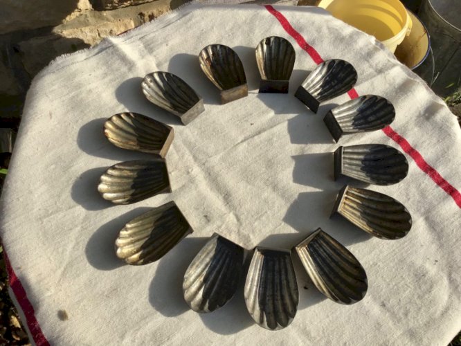 13 ancien moule à madeleines individuels en fer pâtisserie cuisine XXe Old Mold