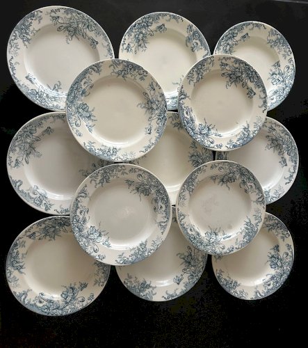 13 assiettes creuses Terre de fer Cyclamens Louis Graves