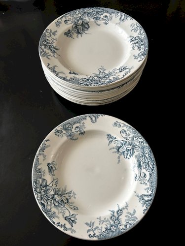 13 assiettes creuses Terre de fer Cyclamens Louis Graves