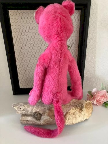 14 ⚜️ Ancienne Peluche Doudou La Panthère Rose Vintage Hauteur 70 Cm
