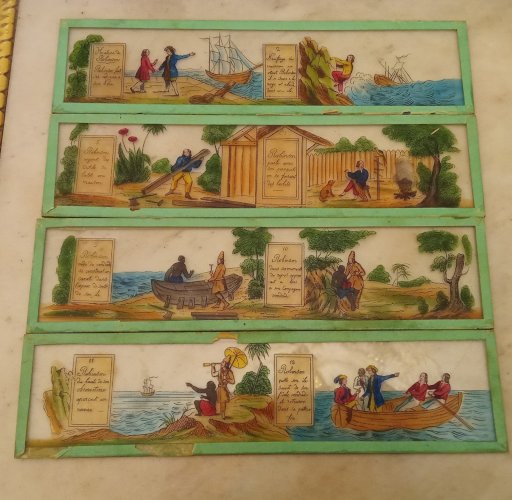14 Anciennes plaques lanterne magique Cendrillon Riquet houppe Robinson Crusoé