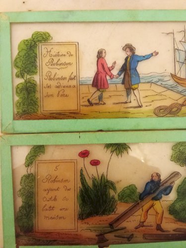14 Anciennes plaques lanterne magique Cendrillon Riquet houppe Robinson Crusoé
