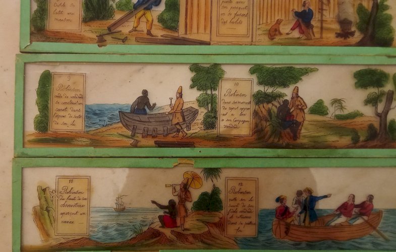 14 Anciennes plaques lanterne magique Cendrillon Riquet houppe Robinson Crusoé