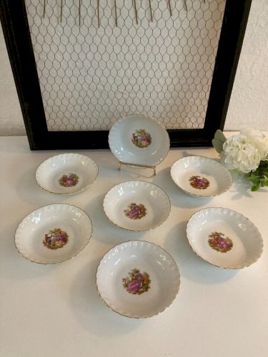 15⚜️ Ancien Lot de 7 Ramequins Rheinpfalz Hartporzellan Germany Diamètre 13 Cm