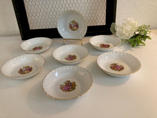 15⚜️ Ancien Lot de 7 Ramequins Rheinpfalz Hartporzellan Germany Diamètre 13 Cm