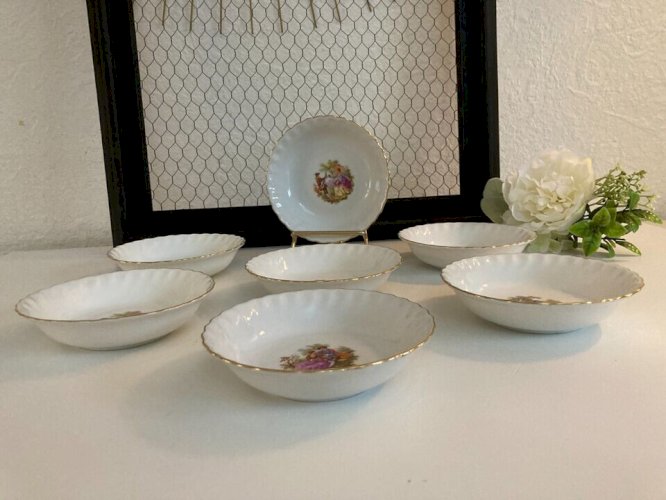 15⚜️ Ancien Lot de 7 Ramequins Rheinpfalz Hartporzellan Germany Diamètre 13 Cm