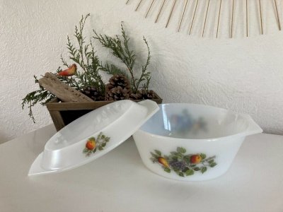 15⚜️ Ancienne Cocotte Ronde Arcopal Décor Fruit Vintage