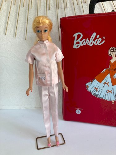 15⚜️ Ancienne Poupée Barbie Midge + Valise Japan Made In France Mattel 1962
