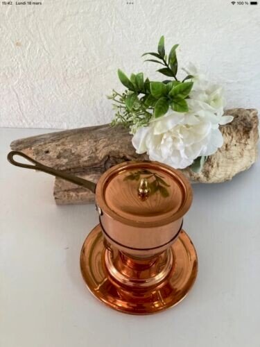 15⚜️ Ancienne Sauteuse Casserole à Sauce Bruleur En Cuivre Vesta Vintage