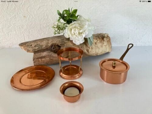15⚜️ Ancienne Sauteuse Casserole à Sauce Bruleur En Cuivre Vesta Vintage