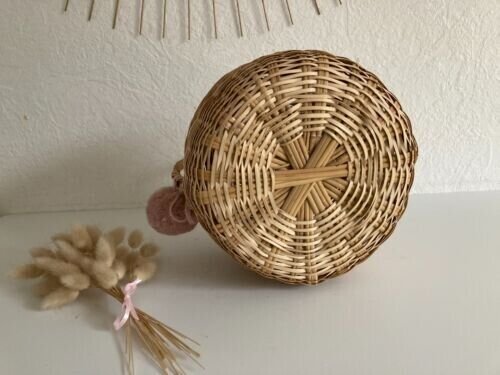 15⚜️ Panier Corbeille en Osier Rond Avec Anse Déco Hauteur 16 Cm