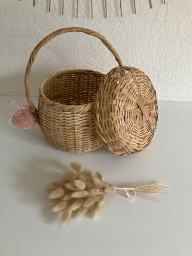 15⚜️ Panier Corbeille en Osier Rond Avec Anse Déco Hauteur 16 Cm