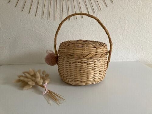 15⚜️ Panier Corbeille en Osier Rond Avec Anse Déco Hauteur 16 Cm