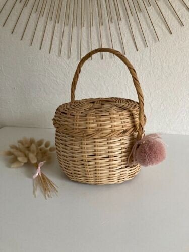15⚜️ Panier Corbeille en Osier Rond Avec Anse Déco Hauteur 16 Cm