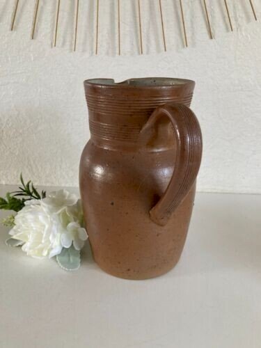 15⚜️Ancien Grand Pichet Broc Cruche en Grès du Berry Made in France Vintage 22Cm