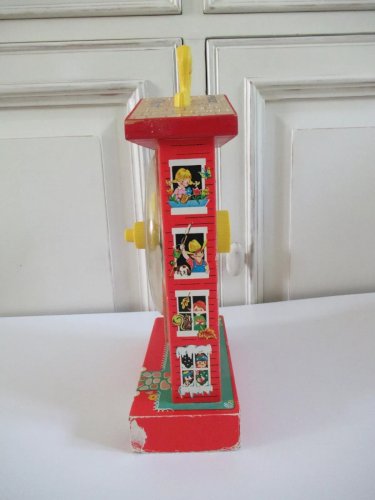 16⚜️ Ancienne Horloge Musicale Fisher Price Music Box Teaching Clock Réf 998