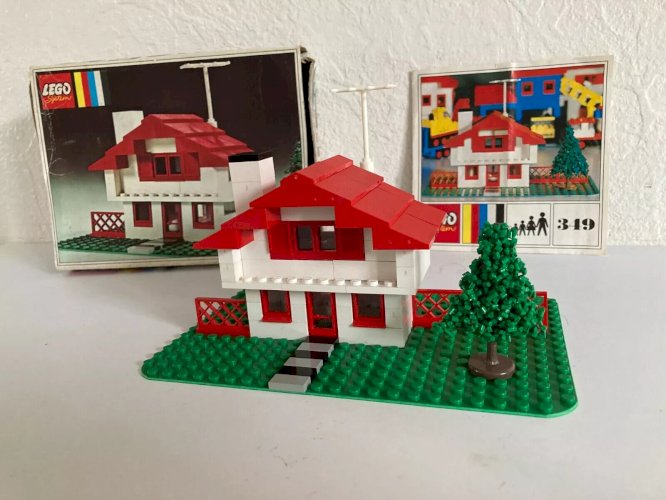 16⚜️ Jouet Lego System Réf 349 Legoland Le Chalet Vintage Vendu Boite + Notice