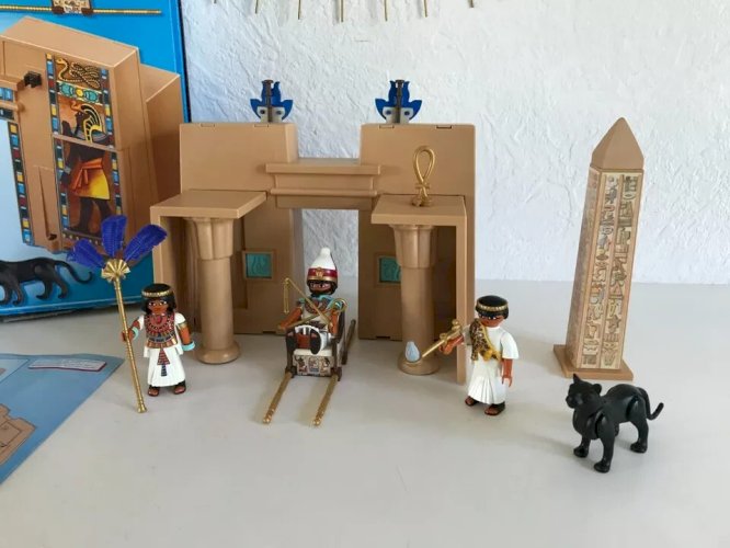 17 ⚜️ Jouet Playmobil Réf 4243 Pharaon et Pylône de Temple Complet