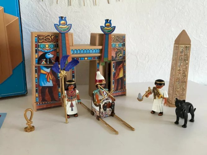 17 ⚜️ Jouet Playmobil Réf 4243 Pharaon et Pylône de Temple Complet
