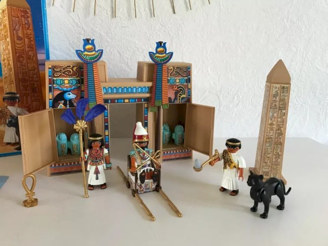 17 ⚜️ Jouet Playmobil Réf 4243 Pharaon et Pylône de Temple Complet