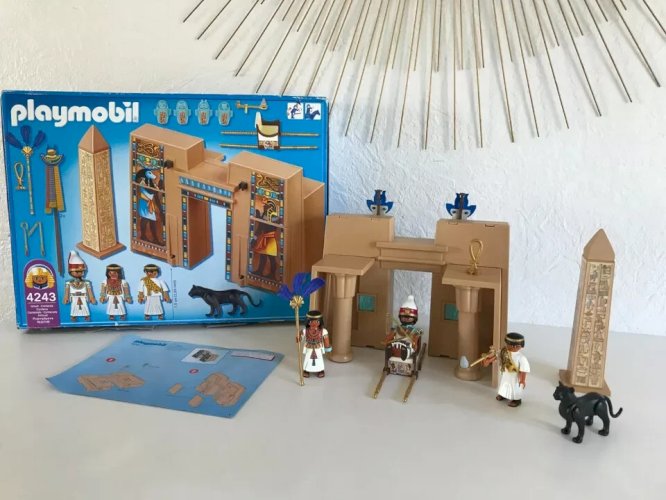 17 ⚜️ Jouet Playmobil Réf 4243 Pharaon et Pylône de Temple Complet