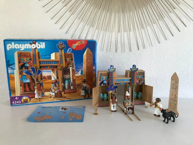 17 ⚜️ Jouet Playmobil Réf 4243 Pharaon et Pylône de Temple Complet