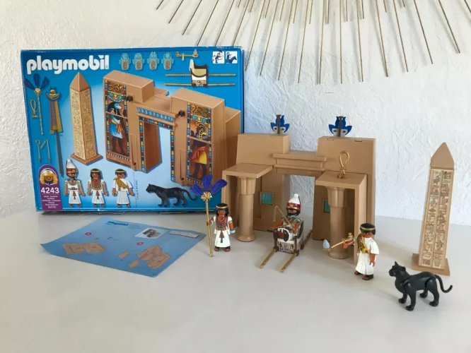 17 ⚜️ Jouet Playmobil Réf 4243 Pharaon et Pylône de Temple Complet