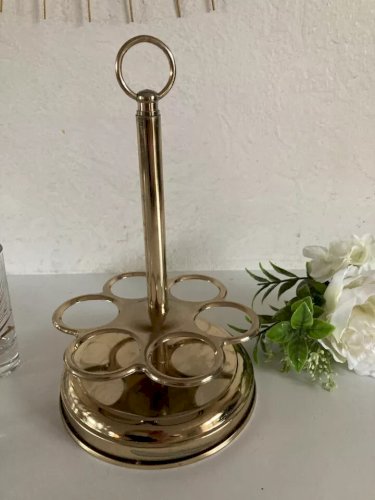 18 ⚜️ Ancien Service à Verres Liqueur Support en Métal Doré Lot 6 Verres Vintage