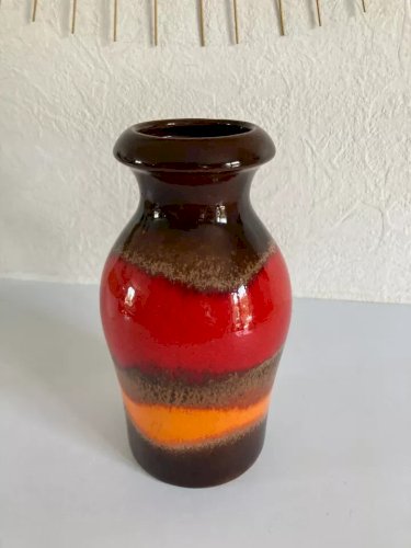 18 ⚜️ Ancien Vase Scheurich- Keramik 208-21 W. Germany Hauteur 21,5 Cm Vintage