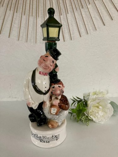 18 ⚜️ Ancienne Bouteille à Liqueur  Boite à Musique en Porcelaine La Vie en Rose
