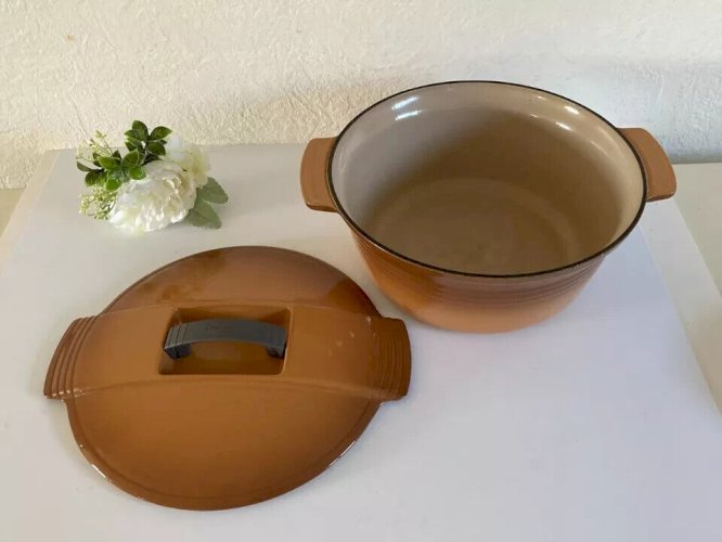 18⚜ Ancienne Marmite Cocotte Faitout Le Creuset France Fonte Émaillée Diam 29 Cm