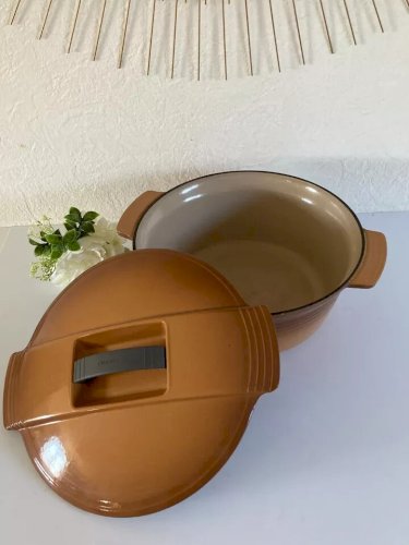 18⚜ Ancienne Marmite Cocotte Faitout Le Creuset France Fonte Émaillée Diam 29 Cm