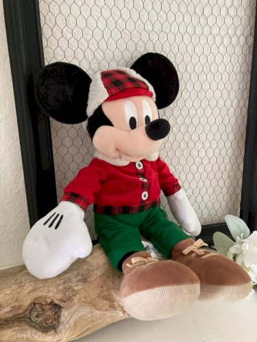 18⚜️ Peluche Doudou Mickey Noël Disney Store 2017 Hauteur 30 Cm Assis