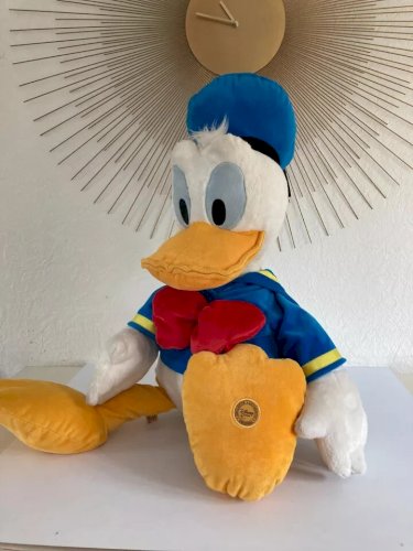 18 ⚜️ Très Grande Peluche Doudou Donald Duck Disney Store Hauteur 60 Cm Assis
