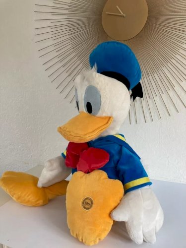 18 ⚜️ Très Grande Peluche Doudou Donald Duck Disney Store Hauteur 60 Cm Assis