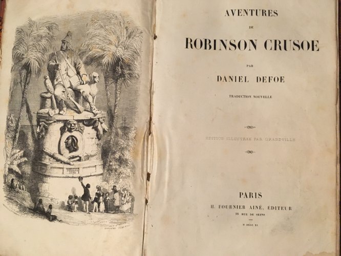 1840 EO Robinson CRUSOE GRANDVILLE GRAVURES DANIEL DEFOE  État Moyen