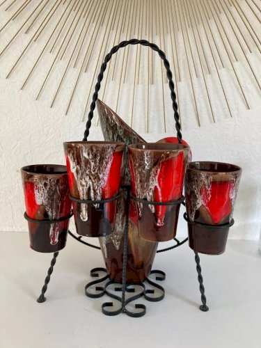 19 ⚜️ Ancien Service à Orangeade Vallauris 6 Verres et une Carafe Vintage