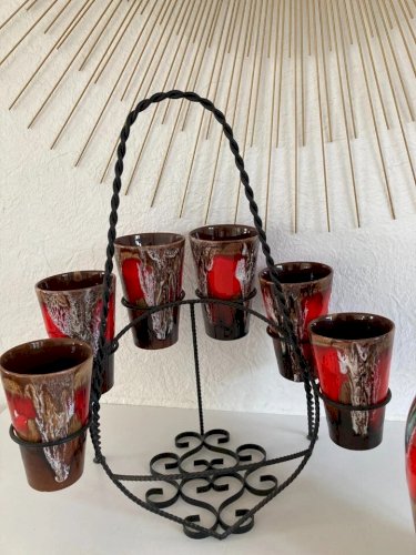 19 ⚜️ Ancien Service à Orangeade Vallauris 6 Verres et une Carafe Vintage