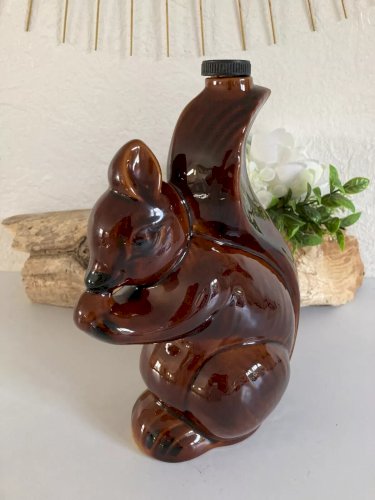 19 ⚜ Ancienne Bouteille à Liqueur Écureuil Chicanne en Céramique Vintage H 24 Cm